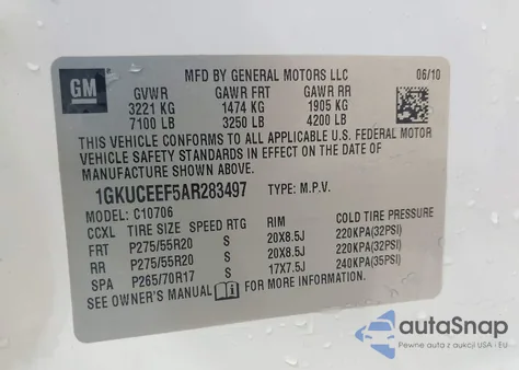 2010 GMC Yukon Denali из США, поврежденный, VIN 1GKUCEEF5AR283497